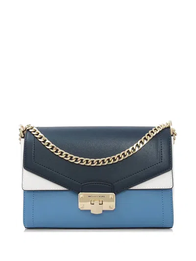 Michael Kors Medium Kinsley Colour-block Leather Shoulder Bag In Blue