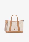 Michael Kors Luisa Canvas And Leather Handbag With Frontal Monogram In Neutral