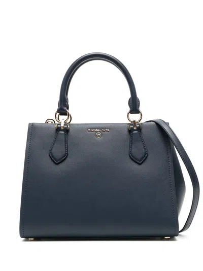 Michael Kors Medium Marilyn Leather Satchel In Blau