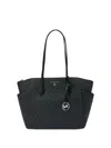 Michael Kors Charlotte Black Pvc Leather Large Top Zip Tote Handbag Bag Purse In Black