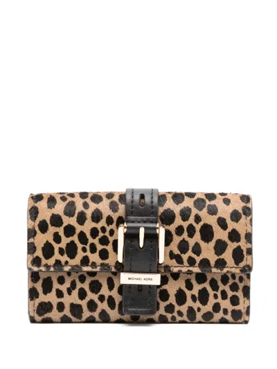 Michael Kors Medium Nolita Cheetah Print Tri-fold Wallet In Neutrals
