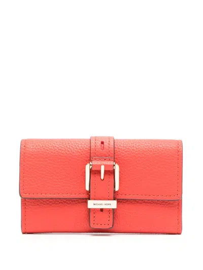 Michael Kors Medium Nolita Pebbled Tri-fold Wallet In Red