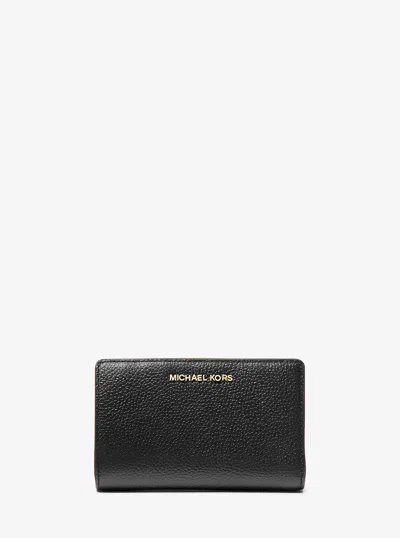 Michael Kors Medium Pebbled Leather Wallet In Black