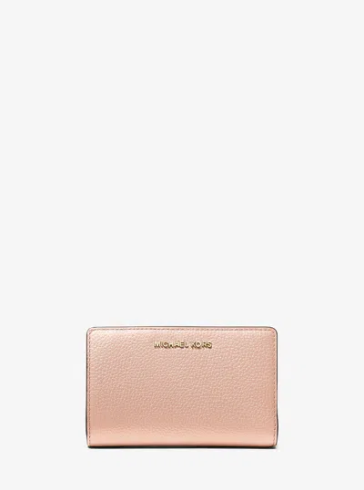 Michael Kors Medium Pebbled Leather Wallet In Pink