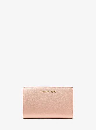 Michael Kors Medium Pebbled Leather Wallet In Pink