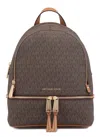 Michael Kors Medium Rhea Backpack With Logo In Brown
