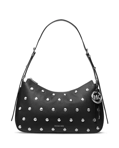 Michael Kors Medium Studded Leather Crossbody In Black