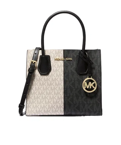 Michael Kors Medium Two-tone Logo Crossbody Bag In Black