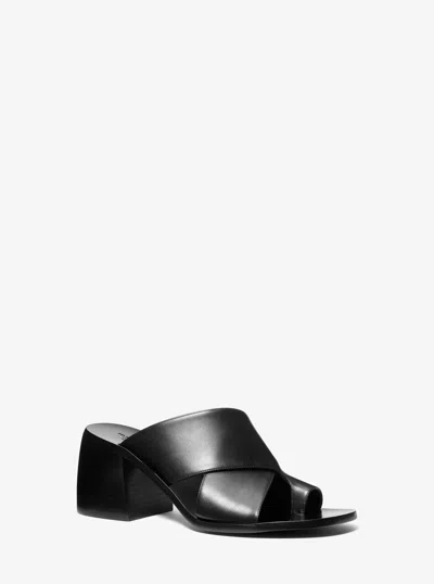 Michael Kors Meghan Leather Mule In Black
