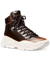 Michael Kors Atlas Burnished Leather Lace-up Boot In Luggage