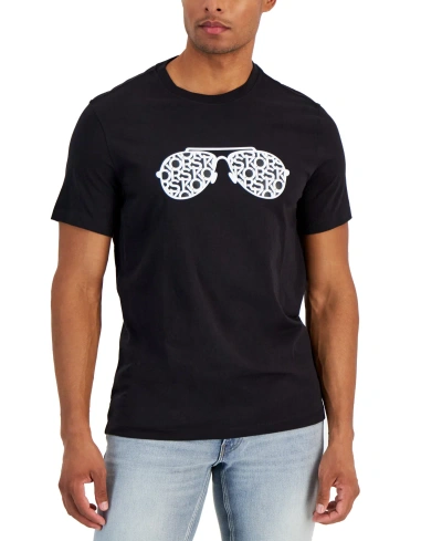 Michael Kors Men's Basketweave Aviator Glasses Graphic T-shirt In Black