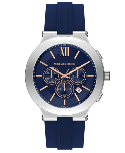 Michael Kors Men's Billie Chronograph Navy Silicone Watch, 46mm In Blue