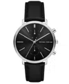 Michael Kors Men's Blake Multifunction Black Leather Watch, 42mm In Black