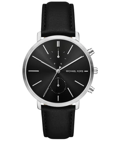 Michael Kors Men's Blake Multifunction Black Leather Watch, 42mm