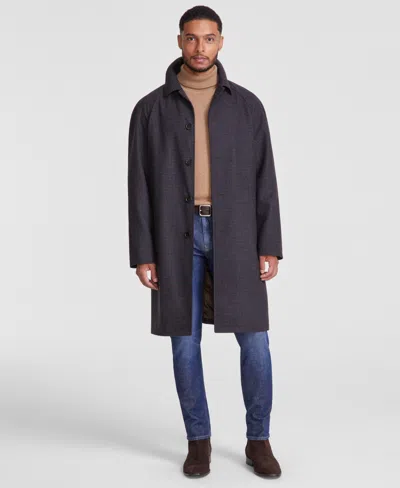 Michael Kors Men's Classic-fit Check Overcoat In Brown Black
