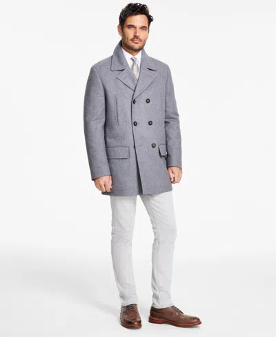 Michael Kors Men's Classic Fit Double-breasted Wool Blend Peacoats In Light Grey