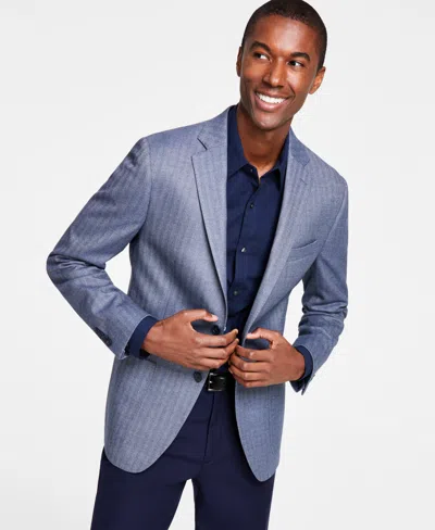 Michael Kors Men's Classic Fit Herringbone Woven Sport Coat In Light Blue