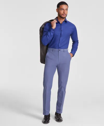 Michael Kors Men's Classic Fit Performance Dress Fall Pants In Ash Light Blue