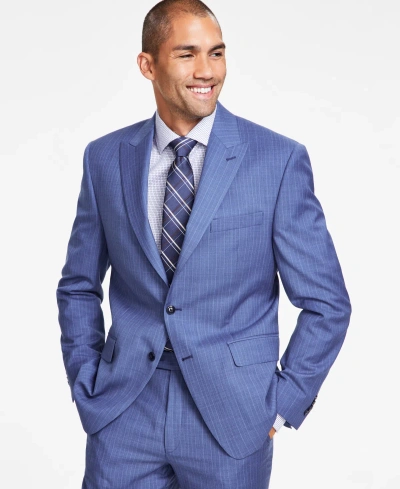 Michael Kors Men's Classic-fit Pinstripe Wool Stretch Suit Jacket In Bright Blue Pin