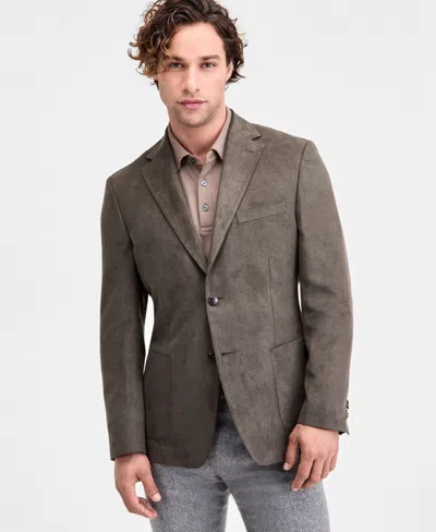 Michael Kors Men's Classic-fit Stretch Melange Faux Suede Sport Coat In Gray