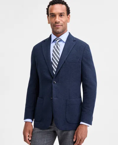 Michael Kors Men's Classic-fit Stretch Midnight Herringbone Knit Sport Coat In Blue