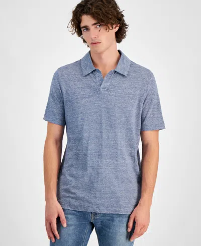 Michael Kors Men's Classic-fit Textured Space-dyed Polo Shirt In Dark Chambray