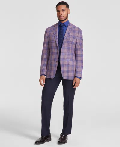 Michael Kors Men's Classic-fit Mauve Window Sport Coat In Mauve,blue