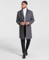 Michael Kors Men's Classic-fit Wool Blend Herringbone Overcoat In Black White