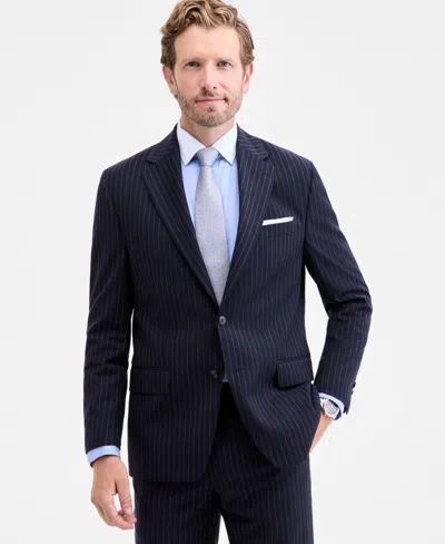 Michael Kors Men's Classic-fit Wool-blend Stretch Plaid Suit Separate Jacket In Blue