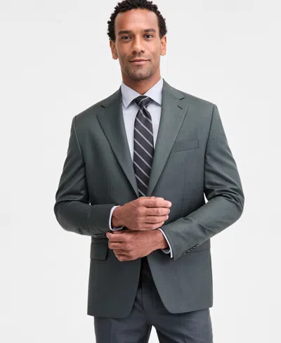 Michael Kors Men's Classic-fit Wool-blend Stretch Plaid Suit Separate Jacket In Green