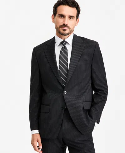 Michael Kors Men's Classic-fit Pinstripe Wool-blend Suit Separate Jacket In Black