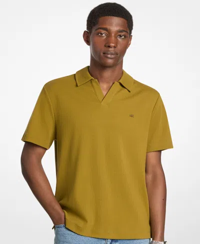 Michael Kors Men's Dense Rib Johnny Collar T-shirt In Green