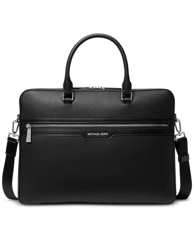 Michael Kors Men's Explorer Leather Logo Briefcase In Black