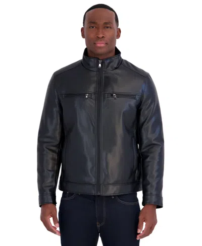 Michael Kors Men's Front-zip Faux Leather Jacket In Multi