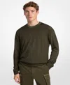 Michael Kors Merino Wool Garment Dyed Sweater In Green