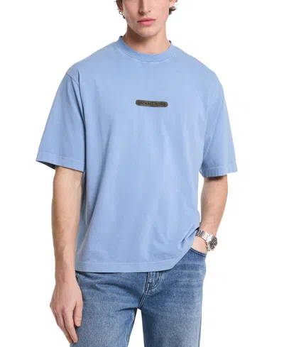 Michael Kors Men's Garment Dyed Short Sleeve Crewneck Logo T-shirt In Chambray