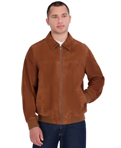 Michael Kors Men's Genuine Suede Shirt-collar Bomber Jacket In Brown