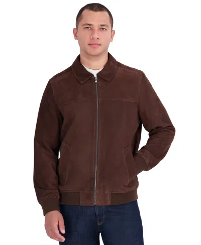 Michael Kors Men's Genuine Suede Shirt-collar Bomber Jacket In Brown
