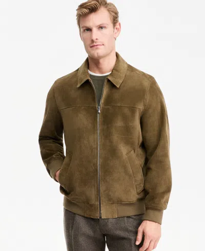 Michael Kors Men's Genuine Suede Shirt-collar Bomber Jacket In Green