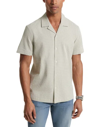 Michael Kors Men's Gingham Seersucker Short Sleeve Button-front Camp Shirt In Light Sage