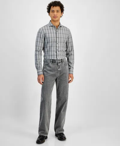 Michael Kors Men's Gray Arden Straight-fit Wide-leg Jeans In Concretewsh