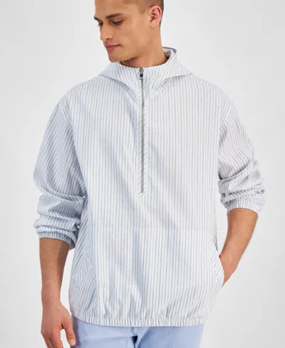 Michael Kors Men's Half-zip Hooded Stripe Jacket In White