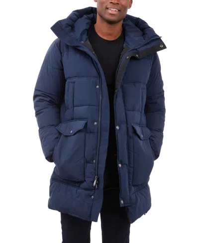 Michael Kors Men's Heavyweight Hooded Long Puffer Coat In Midnight Blue