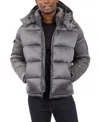 Michael Kors Men's Heavyweight Metallic Finish Hooded Puffer Jacket In Grey