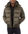 Michael Kors Men's Heavyweight Metallic Finish Hooded Puffer Jacket In Olive