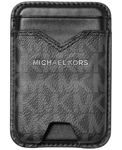 Michael Kors Men's Hudson Magsafe Signature Logo Wallet In Black