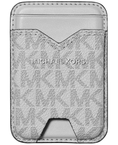 Michael Kors Men's Hudson Magsafe Signature Logo Wallet In Nickle