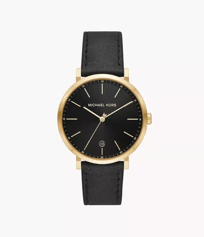 Michael Kors Men's Irving Three-hand Black Leather Watch 42mm