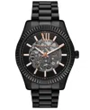 Michael Kors Men's Lexington Automatic Black Ip Stainless Steel Watch, 45mm In Black