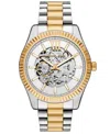 Michael Kors Men's Lexington Automatic Two-tone Stainless Steel Watch, 45mm In Metallic